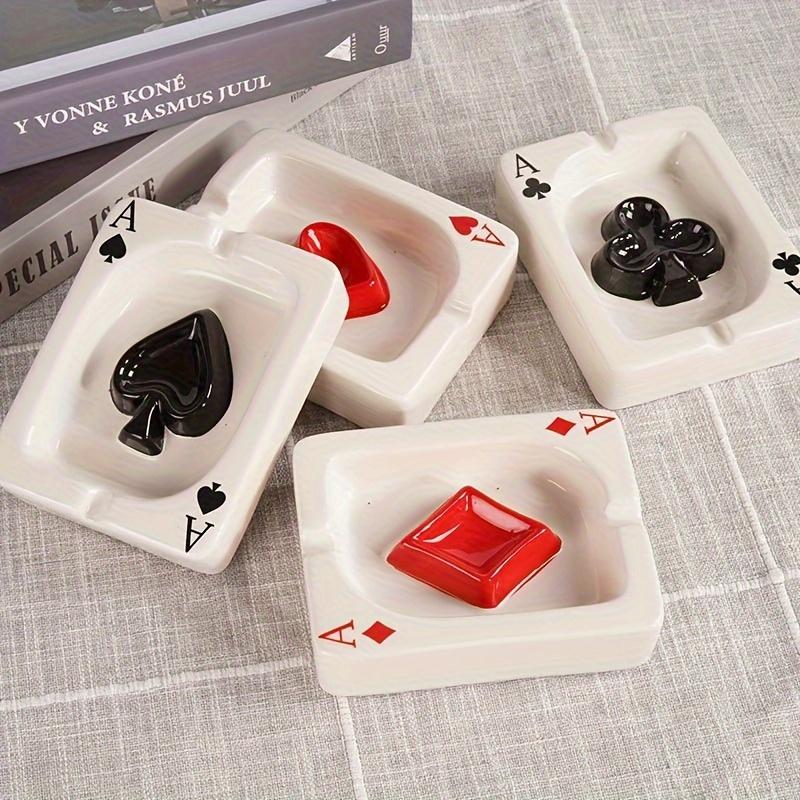 Creative Poker Ceramic Ashtray Simple and Fashionable Ashtray Portable Home Office Desk Ashtray Office Desk Gift Ashtray