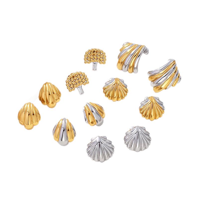 Versatile Gold-Plated Titanium Steel Stud Earrings - Light Luxury Retro Style for Women