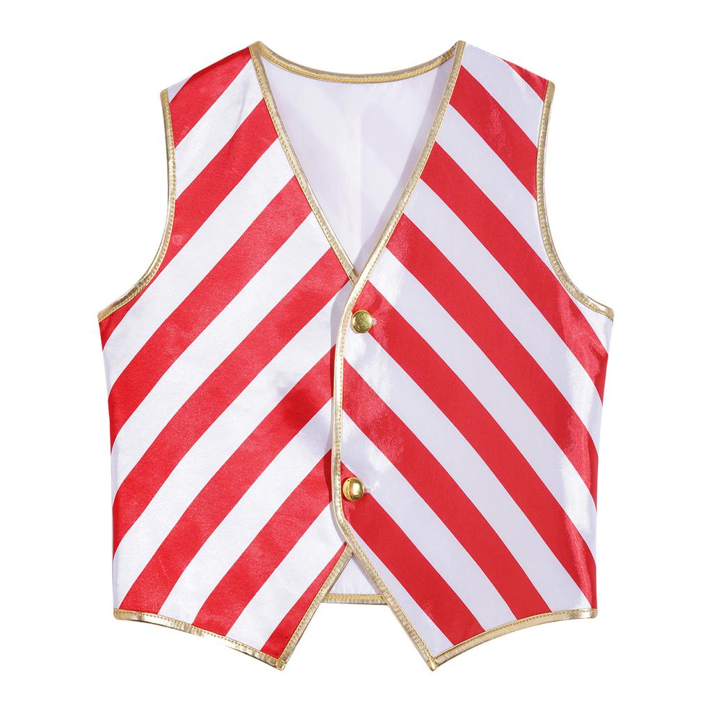 Unisex Kids Party Vest Christmas Striped Costume Waistcoat with Button Front for Performance