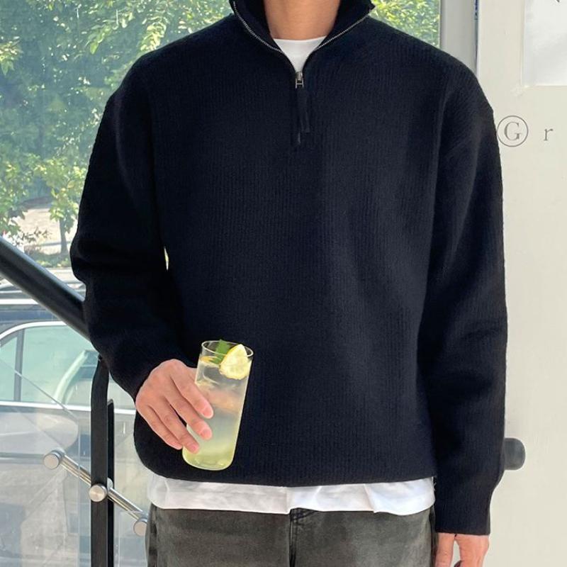 Korejský styl Mikina s kapucí na poloviční zip Podzim Zima Jednobarevná Ležérní styl Volný svetr Neformální Všestranná bunda