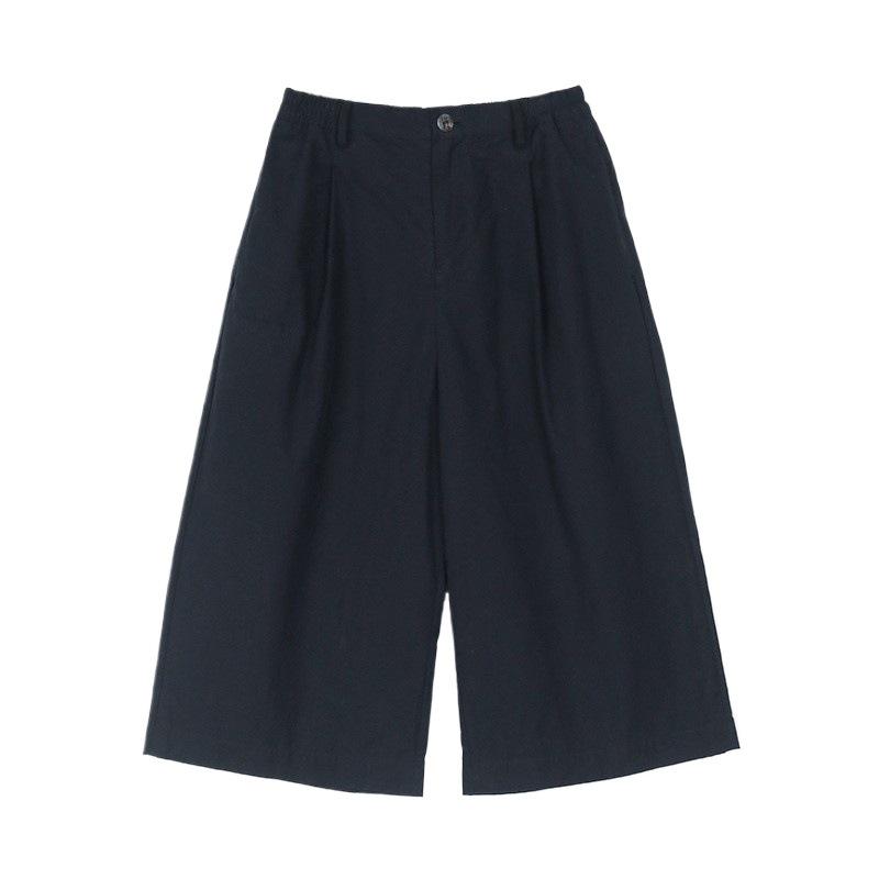 Four Seasons Retro Black Pure Cotton Elastic Waist Loose Casual Canvas Trousers