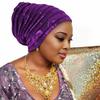 Glitter Pleated Women's Head Wraps Bonnet African Turban Cap Muslim Headscarf Bonnet Turbante mujer