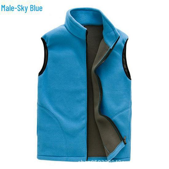 

Жилет унисекс из флиса: Плотный, теплый, однотонный, идеально подходит для активного отдыха осенью/зимой XXL небесно-голубой