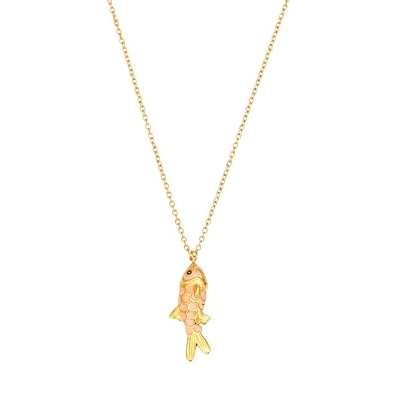 Elegant Pearls Fish Pendant Necklace In Silver Or Gold For Daily Wear And Gift Giving