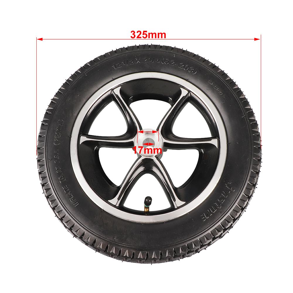 Electric Wheelchair Scooter Rear Wheels 12 Inch Pneumatic Tire Inner Tube 12 1/2x2 1/4 17mm Keyway Wheel Hub for Elderly