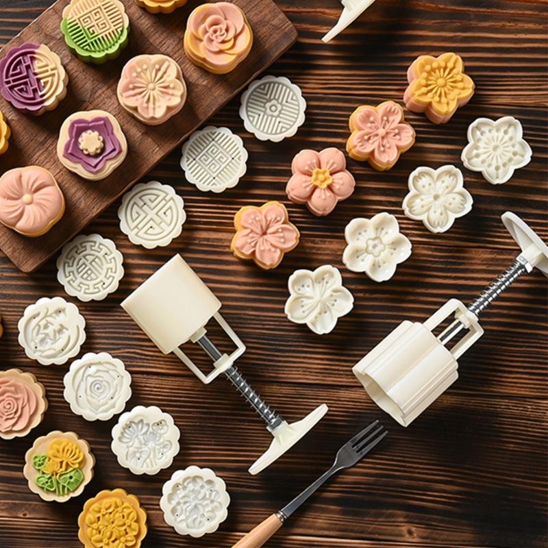 Çeşitli Mooncake Kalıp Sonbahar Ortası Festivali Mooncake Kalıp DIY El Basınç Fondan Süslemeleri Araçları Ay Kek Kalıbı