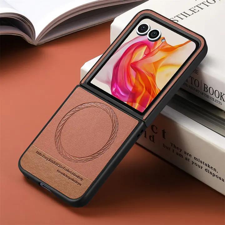 Funda de Cuero de Lujo Color Sólido para Motorola Razr 60 50 40 Ultra 5G Carga Inalámbrica Suave a Prueba de Golpes Protege Cubierta Trasera