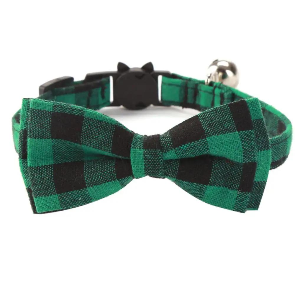Pet Breakaway Kitten Cat Collar Bow Tie with Bell Cute Plaid Christmas Red Adjustable Dog Collar for Cats Kitten Accessories