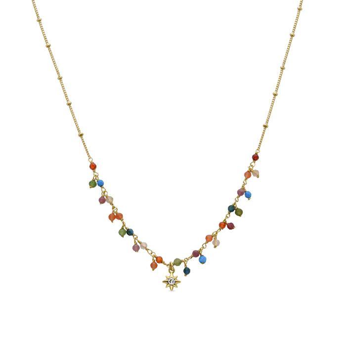 Collier - Lision - Multicolore - Or jaune 18K - 42 cm + 3,5 cm de rallonge - Cristal