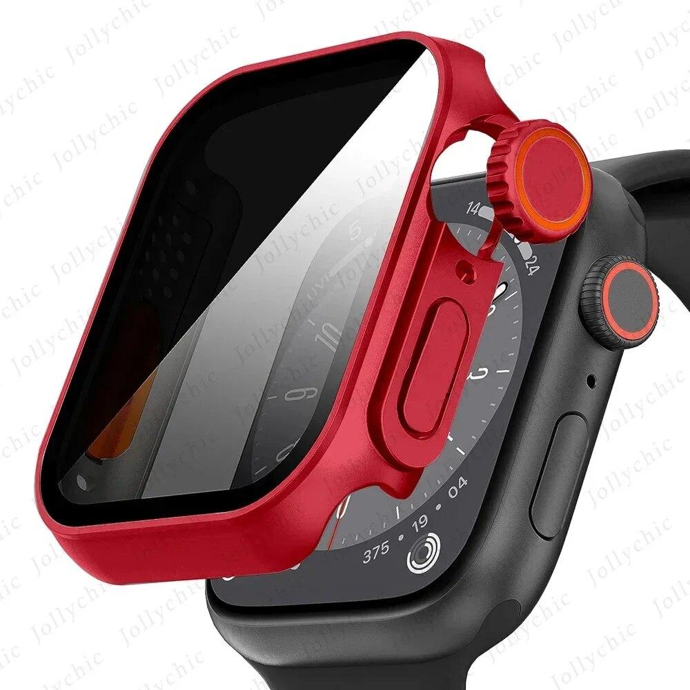Metall Glas+Hülle Für Apple Watch 9 8 7 6 5 4 Serie Displayschutz Ändern zu Ultra i watch 45mm 44 41 40mm Schutz der Privatsphäre