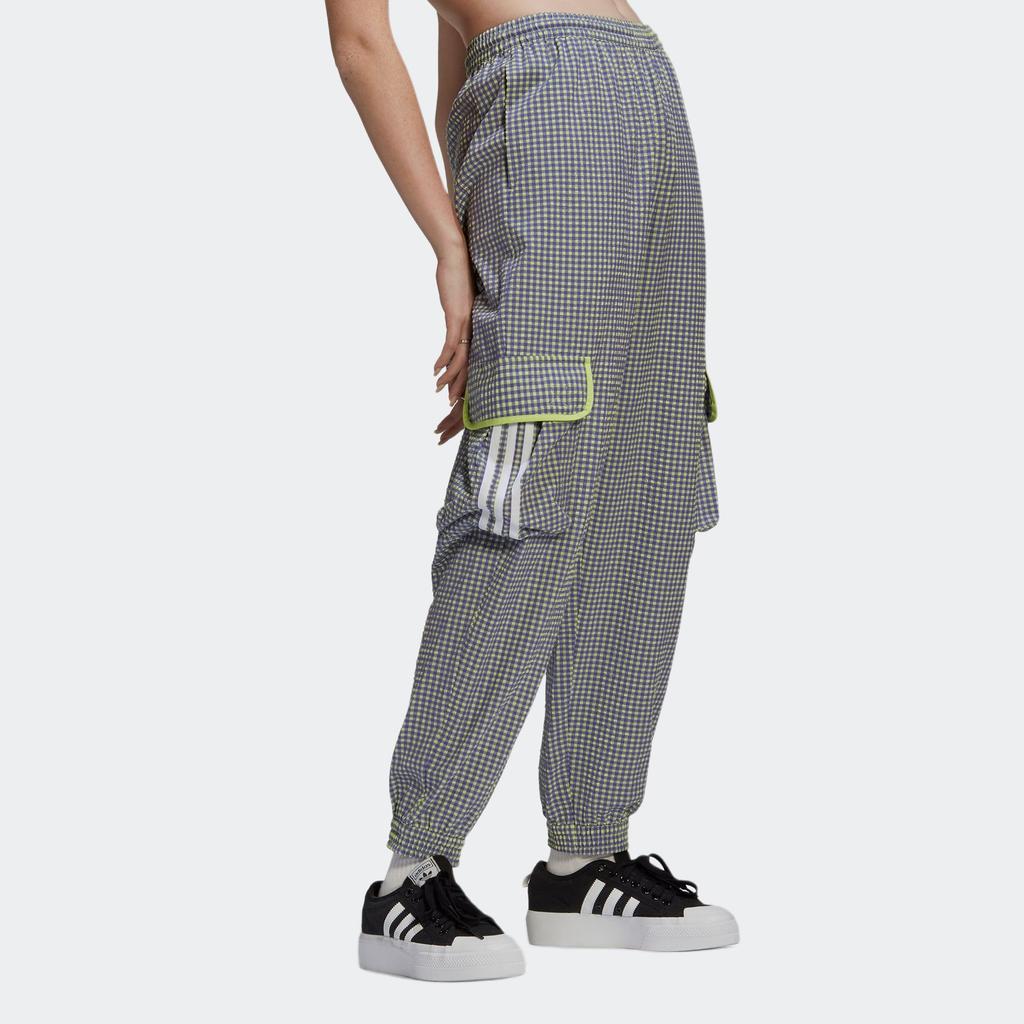 Adidas Originals Gingham Sports Long Pants Series Durable Skin-Friendly Cargo Pants Women Pants Gray White HB9457