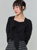 ADOREBELLE Ribbon Tie Blouse - Black