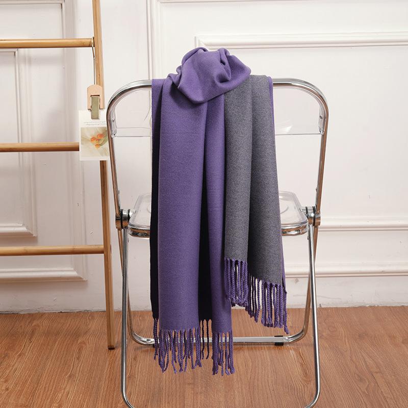 Double-sided Two-color Scarf for Women Autumn and Winter High End New Wool Scarf Shawl Imitation Cashmere Scarf