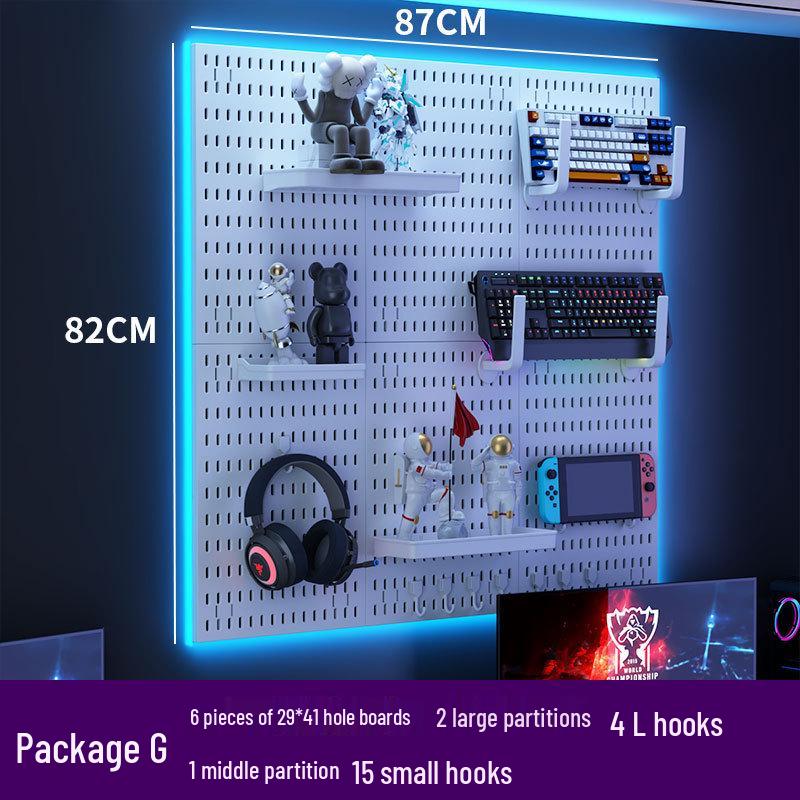 Punch-Free Perforated Board Rack: DIY E-Sports & Study Room Wall Decor for Game Equipment Display