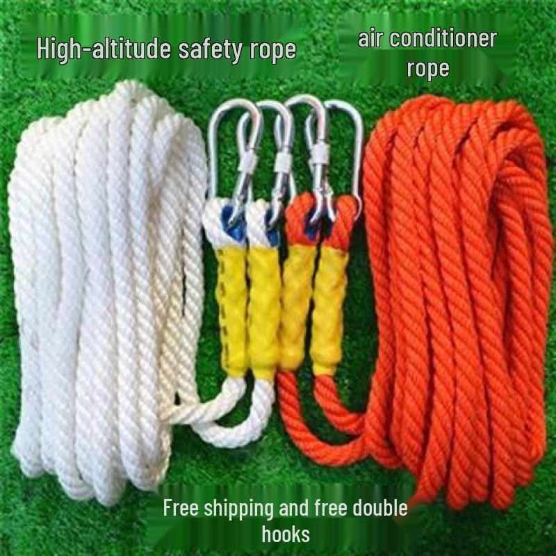 

Nylon Safety Rope for Climbing, High-Altitude Work, and Rescue Orange 5m with Hooks & Gloves