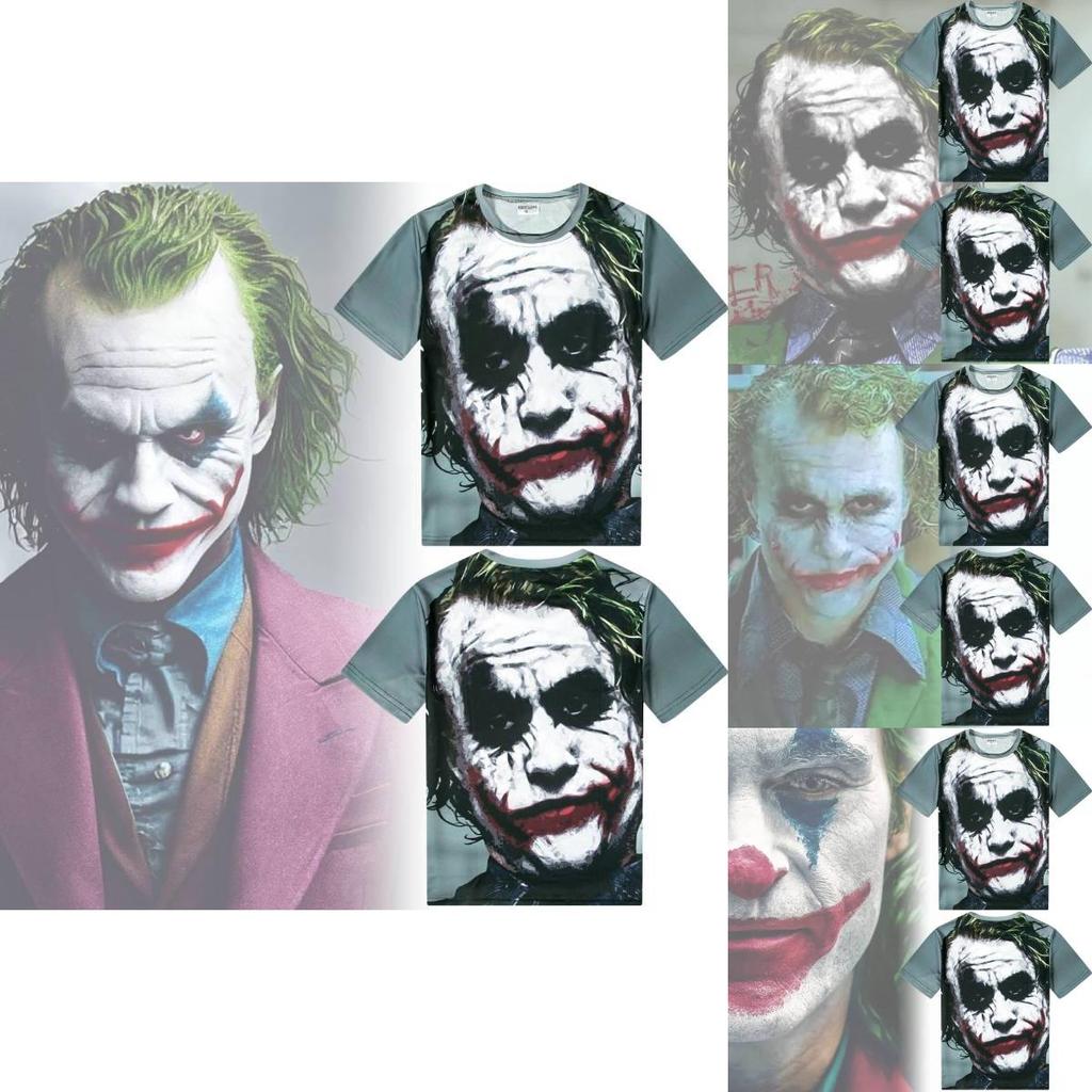 Trendy Joker 3d Print T-shirt Short Sleeve Loose Fit Round Neck Tee Polyester