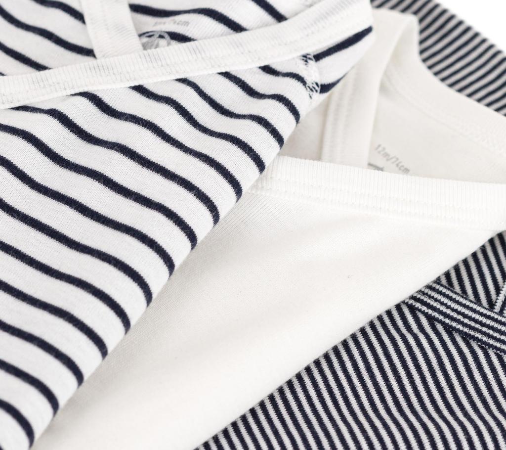 Petit Bateau Short Sleeve Matching Bodysuit Set A097H Color 60cm Marinière (3-Piece Set) 1, 3-Months,