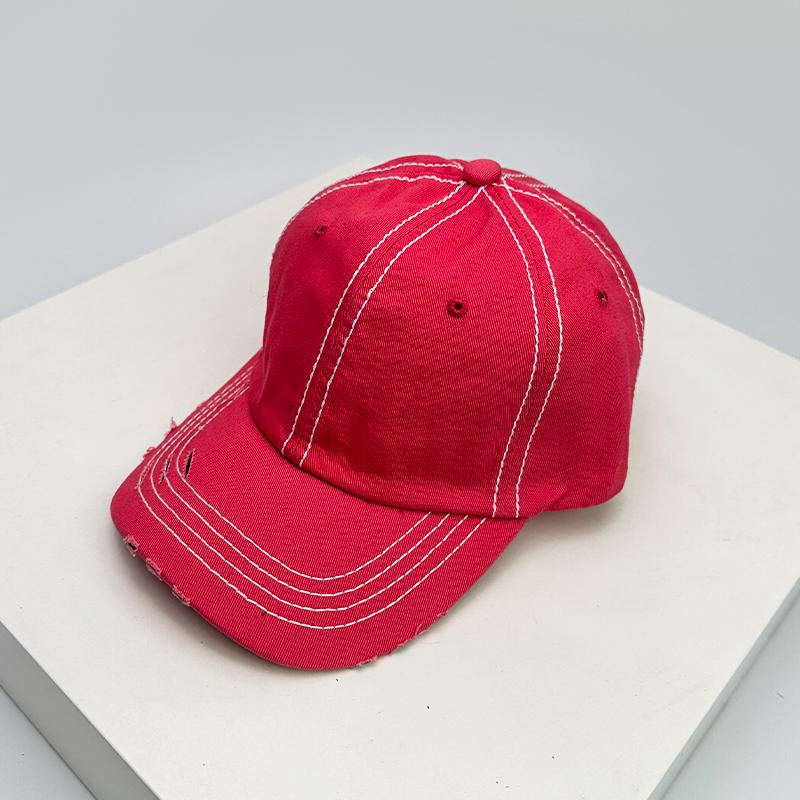 New Unisex Solid Distress Retro Baseball Hats Breathable Street Sunshade Simple Peaked Cap Versatile Fashion Casual Broken Style