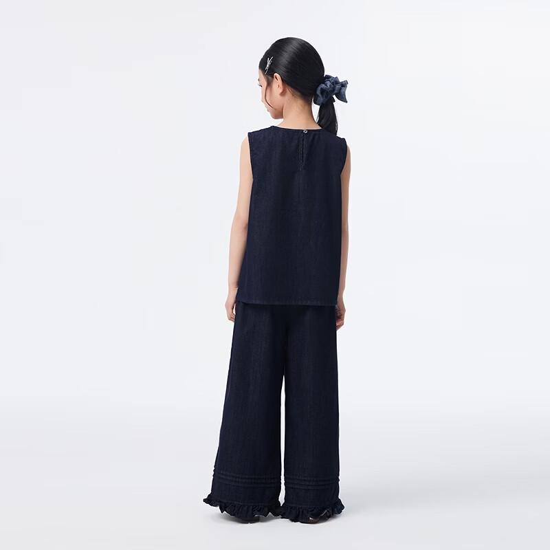 Girls' Summer Denim Bowknot Two-Piece Set