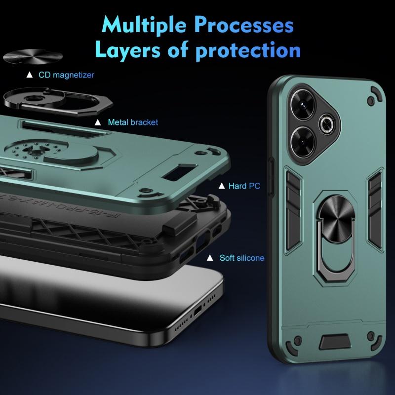 For Xiaomi Redmi 13 4G Case Ring Holder Shockproof Armor Phone Case For Redmy 13 Redmi13 4G Lens Protector Cover