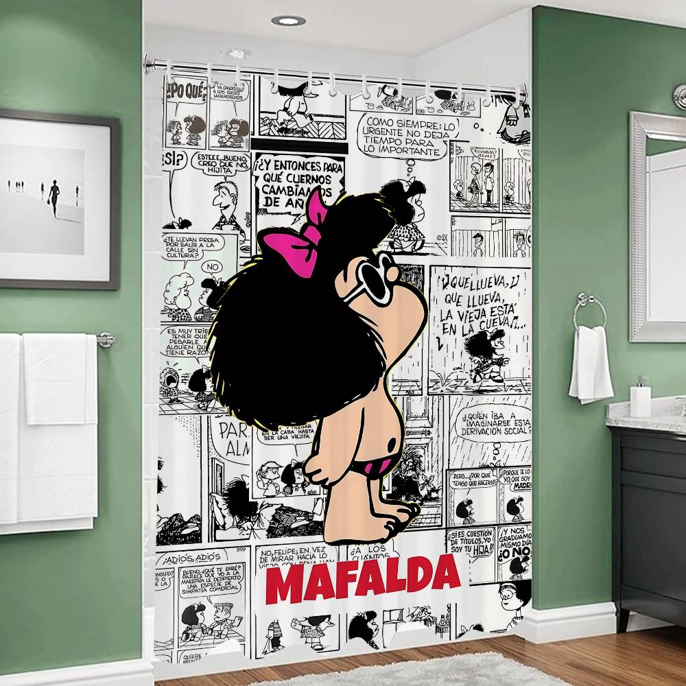 Cartoon Mafalda Bathroom Shower Curtain Shielding Partition Shower Curtain Quick Dry Can Be Scrubable Light Opaque Bath