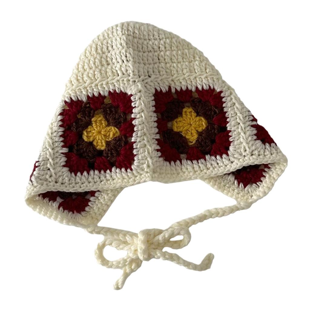 Autumn and Winter Handmade Crochet Knitted Hat Forest Style Girl Baby Ear Protection Woolen Hat Strap Woolen Hat for Women