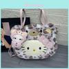 Hello Kitty Leopard Pattern Shoulder Bag With Plush Cartoon Design For Casual Daily Use