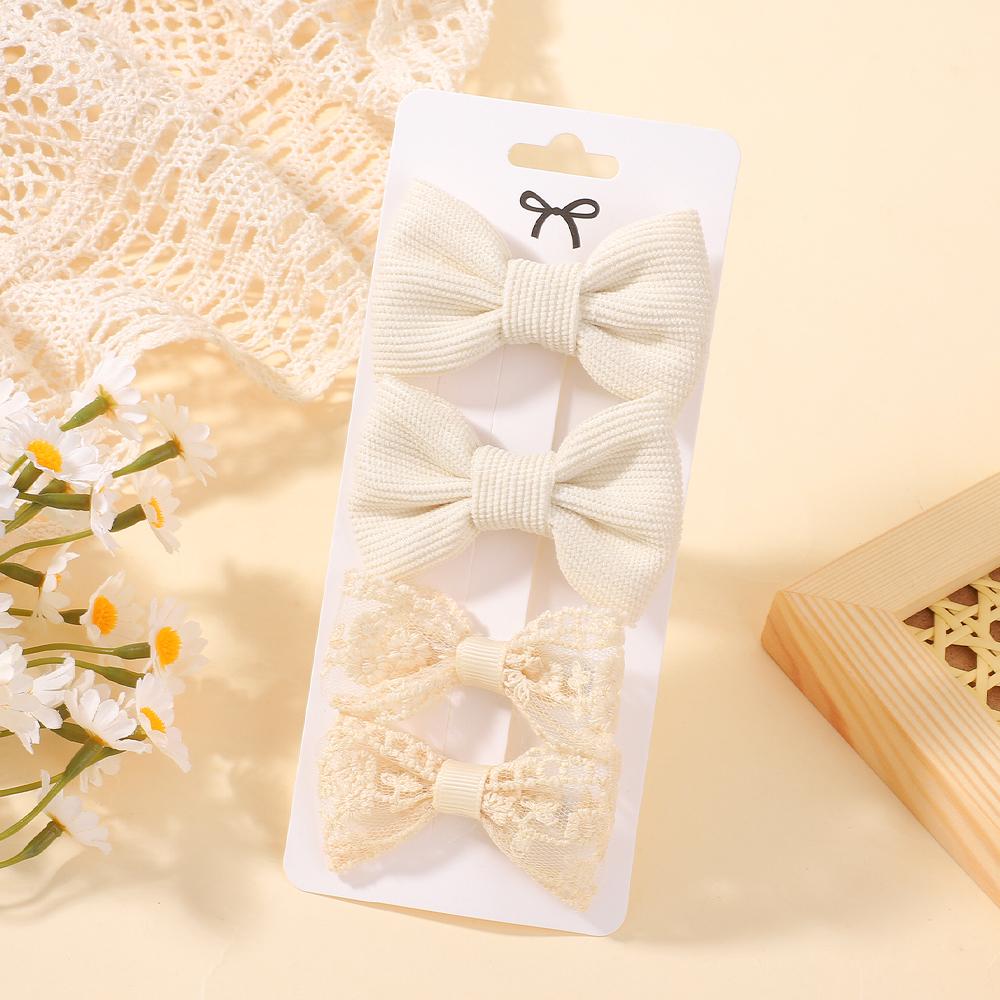 4Pcs New Solid Color Lace Hair Clips for Girls Handmade Velvet Bowknot Baby Hairpins Sweet Headwear Kids Hair Accessories Gifts