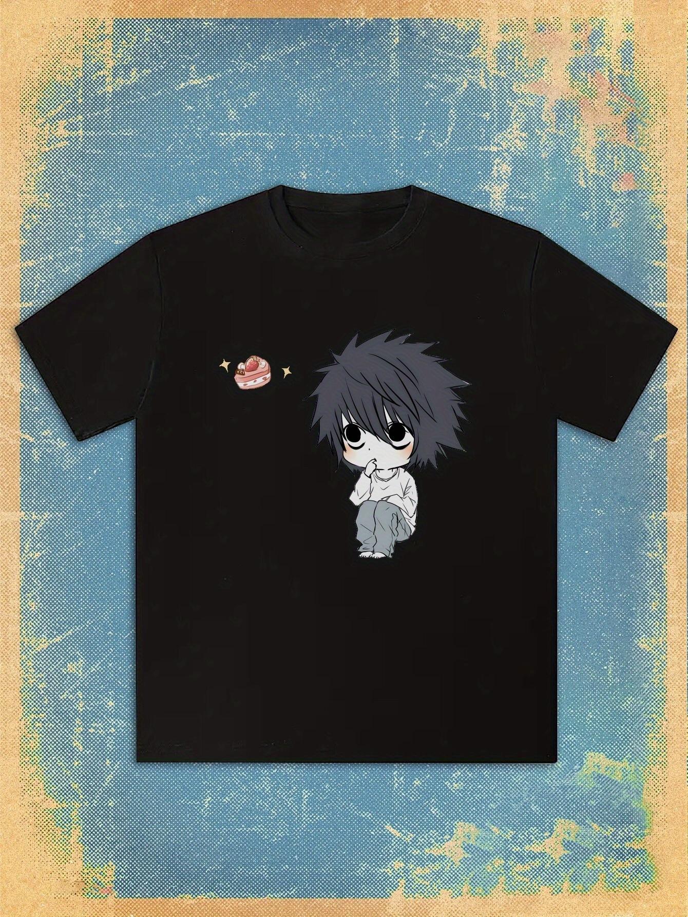 T-shirt Black Death Note Anime Graphic - Casual Crew Neck XL