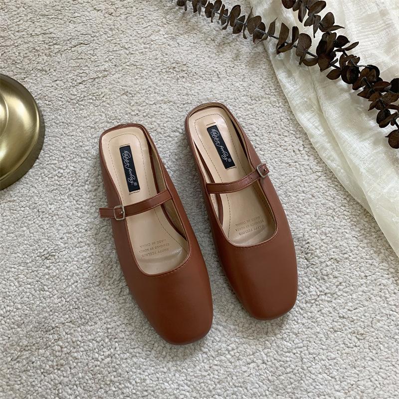 Fashion Flats Shoes Women Design Women's Mules Heel Summer Elegant Pointed Toe Slippers Ladies Casual Outdoor Candy Colors Slides