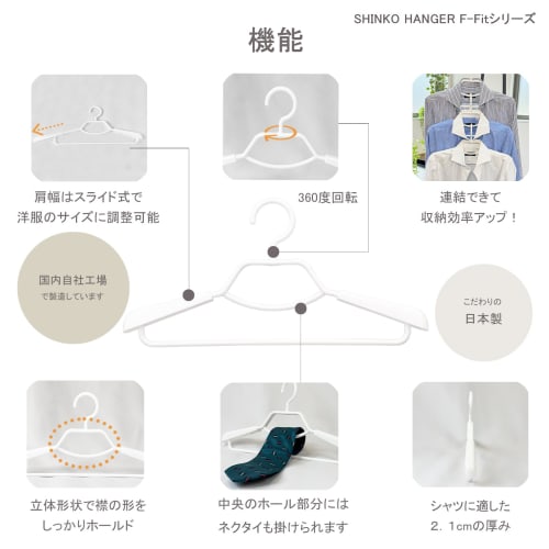 Shinkohanger Knitterfreie Hemdenbügel, 2er-Set, Weiß