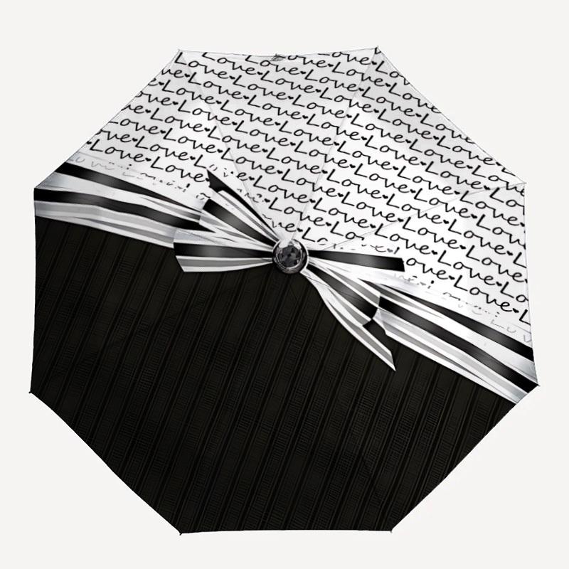

1pc Love Print Auto-Fold Umbrella with One-Touch Open/Close - 8 Reinforced Ribs for Windproof Stability, yy251118157