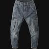 2023 Trendige Amerikanische Retro Herrenbekleidung: Gerade Jeans mit mehreren Taschen im Loose-Fit für den Herbst