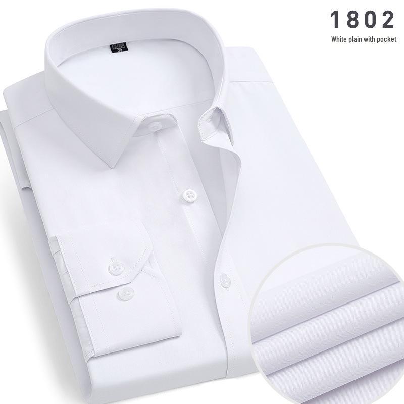 Men's Non-Iron Long-Sleeve Striped Cotton Shirt - Professional and Casual in White