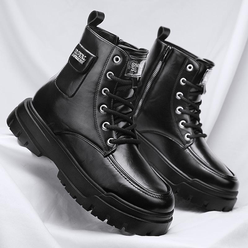 

Мужские ботинки Мартин в британском стиле, высокие, на толстой подошве, увеличивающие рост, рабочие кожаные ботинки, мужские ботинки-локомотивы, тренд 44