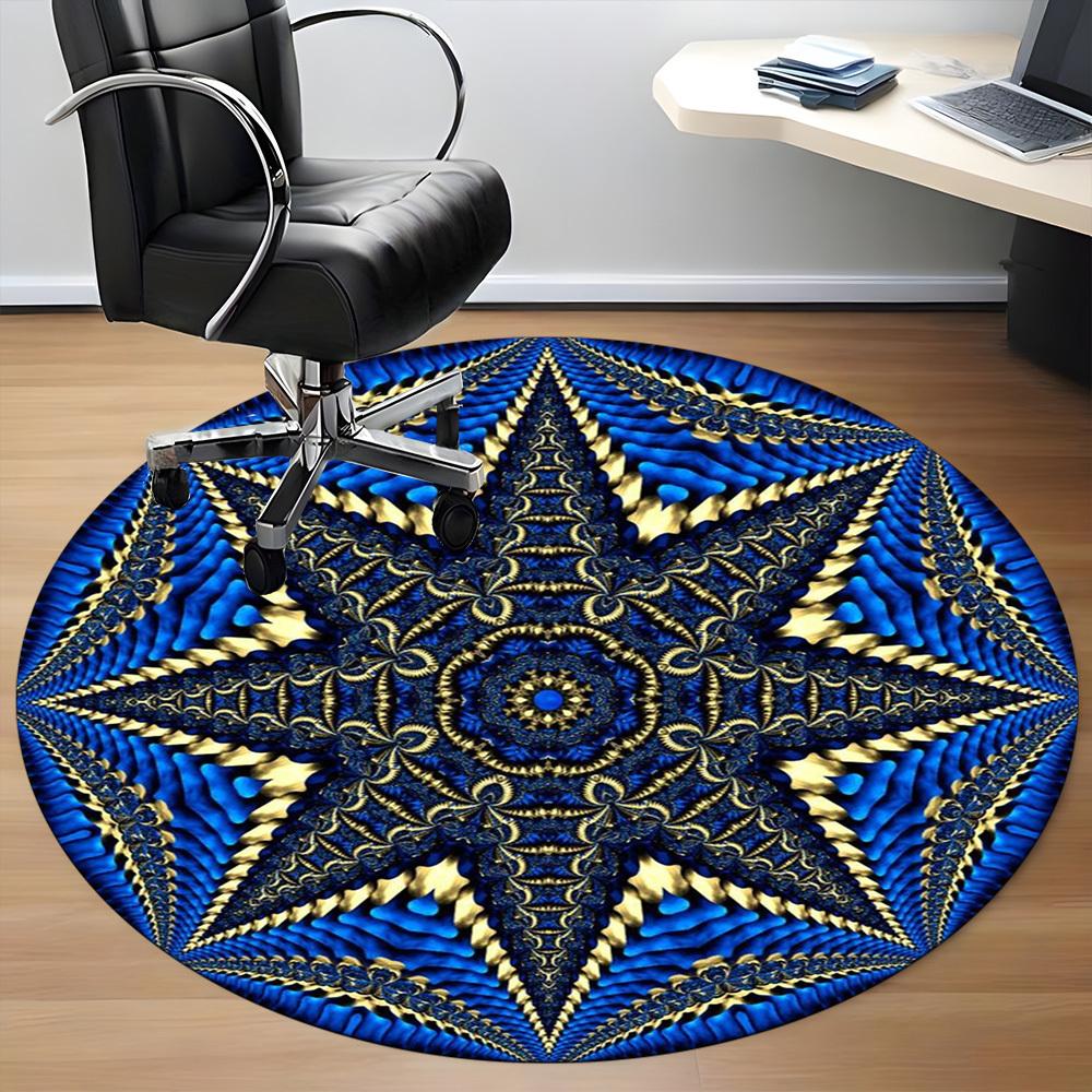 1pc Blue Star Mandala Chair Carpet for Office Non-Slip Mat for Office - Decorative Floor Mat yy251030220