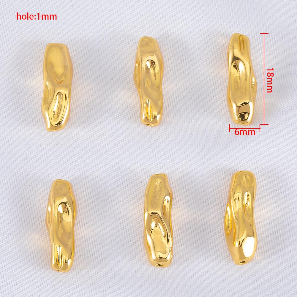 1pc 2Pcs 18mm 18K Gold Color Plated Brass Threaded Long Tube Beads Separator for DIY Bracelet Jewelry Making Material Accessorie
