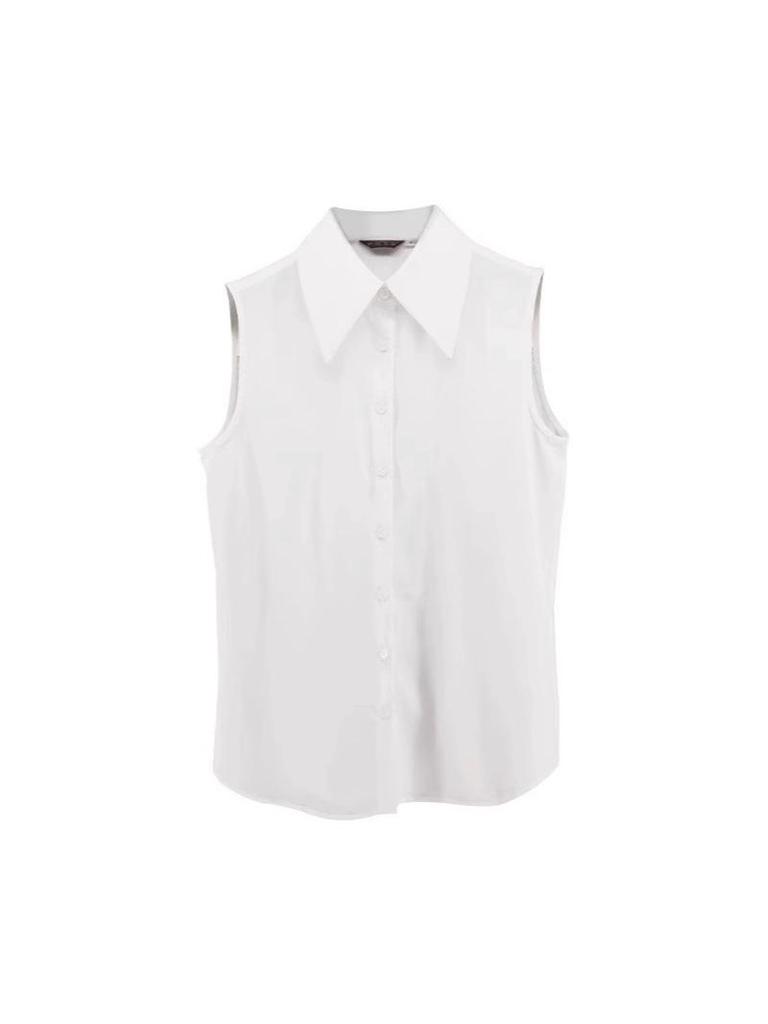 Women's 2025 Autumn/Winter Versatile Sleeveless Sweater Vest with Pointed Collar Temperament White Base Shirt