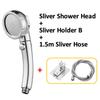 3 Modes Pressurized Shower Head Sliver High Pressure Rainfall  Bathroom Handheld Showerhead Set with Hose and Holder Accessories