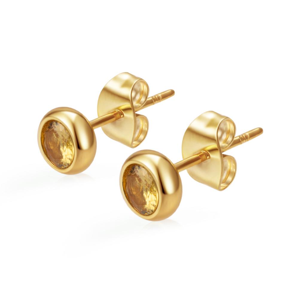 Special for round stainless steel zircon stud earrings women's trend versatile multi-color earrings PVD18K real gold earrings