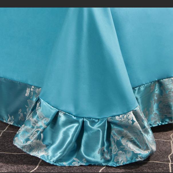 Avrupa saten jakarlı nevresim çarşaf dört parçalı set işlemeli üç parçalı set