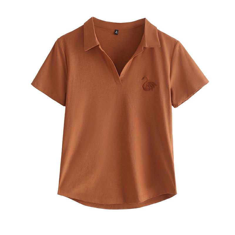 Women's Summer Fresh and Sweet Slim Short-sleeved T Shirt Solid Color Comfortable Temperament Tops