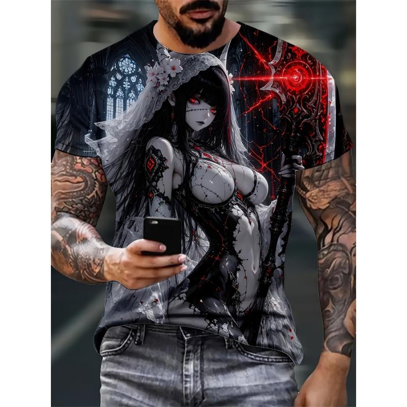 Men S Plus Size 3D Printed Anime Manga Graphic T-Shirt - Japanese Art Style with S