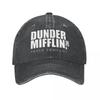 Classic Dunder Mifflin Logo Baseball Caps Men Women Distressed Denim Washed Sun Cap The Office Travel Adjustable Hats Cap
