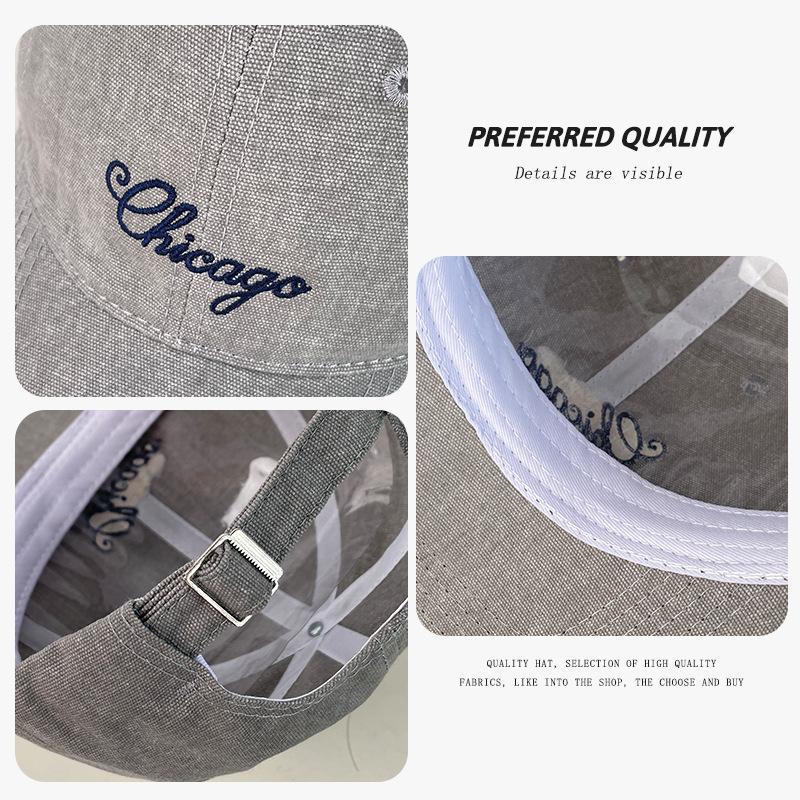 Letter Embroidered Duckbill Cap for Women, Vintage Casual Versatile Large Head Circumference Face-Slimming Baseball Cap, Student Versatile Sun Hat