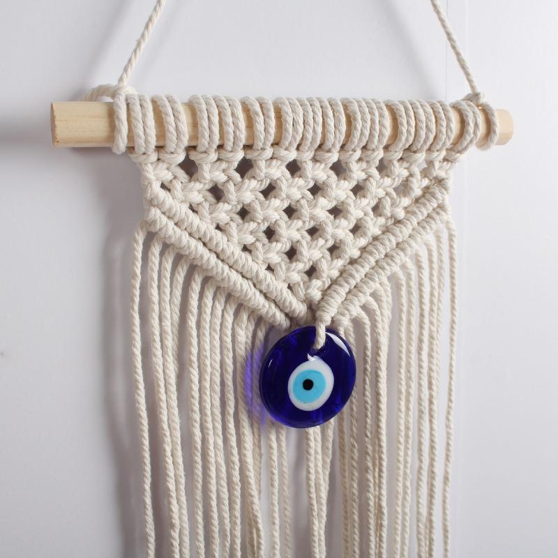 1pc Hand-woven Cotton Rope Tapestry Tassel Decorative Wall Decoration Devil's Eye Wall Hanging in The Homestay Hotel Cotton
