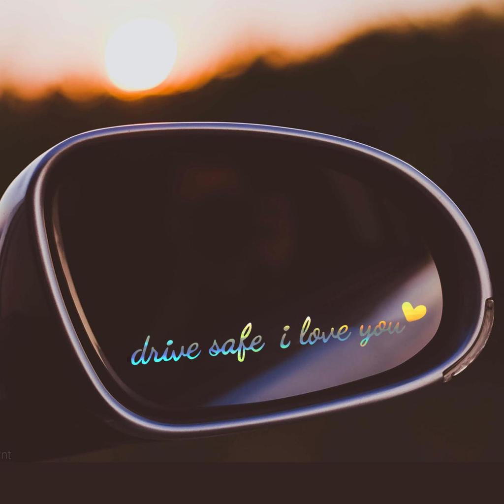 Rear View Mirror Sticker Drive Safe I Love You Car Mirror Sticker Cute Vehicle Accessories For Dashboard Windshield Window