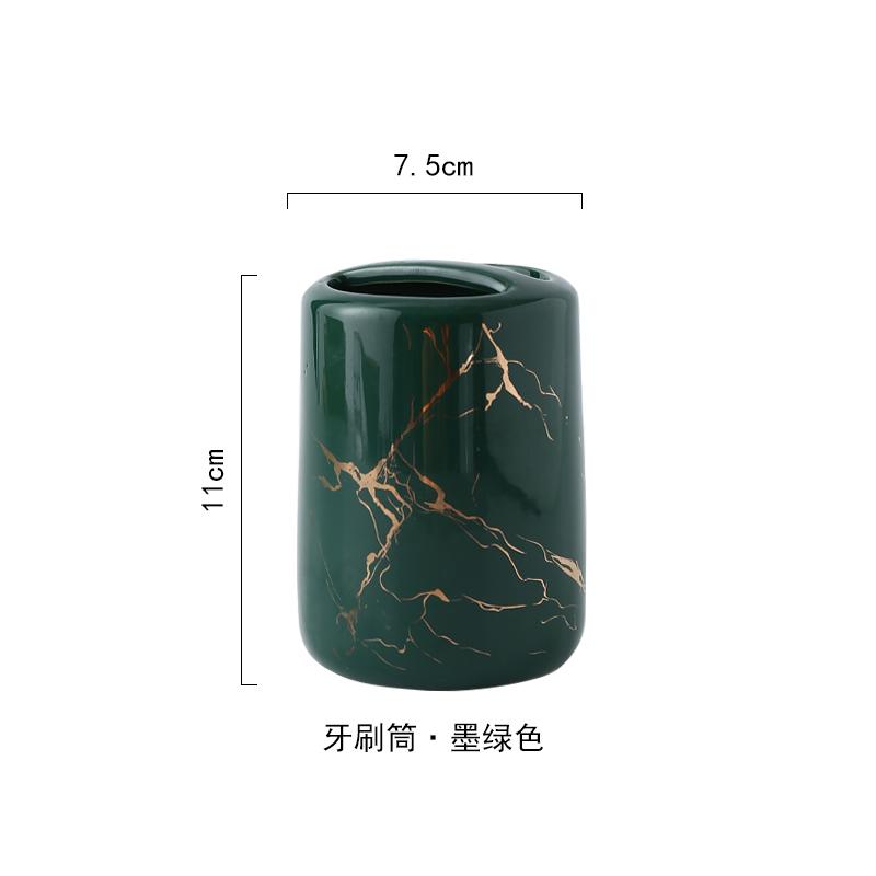 Toothpaste Toothbrush Holder Marbling Ceramics Bathroom Toothbrush Cup Multifunction Toothbrush Barrel Bathroom Supplies Rack