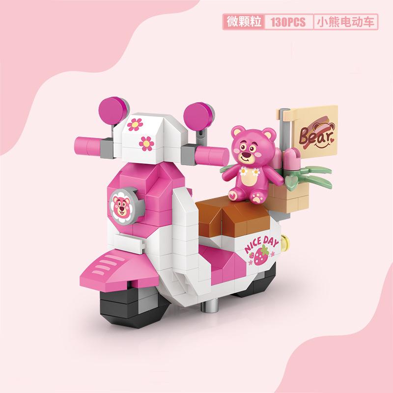 Building Blocks Car Motorcycle Assembly Toy Tank Fire Truck Police Car Model Decoration Male And Female Small Particle Product