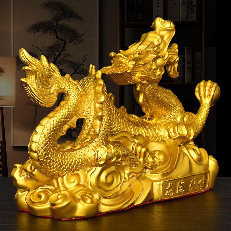 Fengshui Zhaocai Brass Five Claw Gold Dragon Ornament Wealth Attract Office Living Room Drcorations Craft Gift